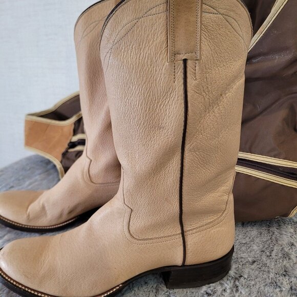 Rios of Mercedes Cowgirl Western Boots Womens 7B Tan Nubuck Vintage 0360 3228 - Picture 2 of 11